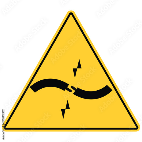 Short Circuit Icon  Electric Shock Hazard Warning on White Background