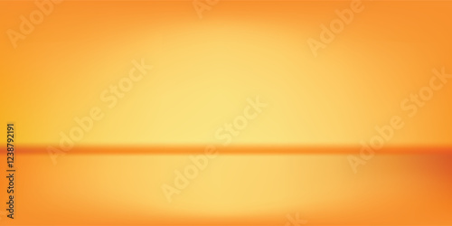 3d abstract autumn studio room background. Orange, brown dark gradient empty wall backdrop. Back ground horizontal reflection art