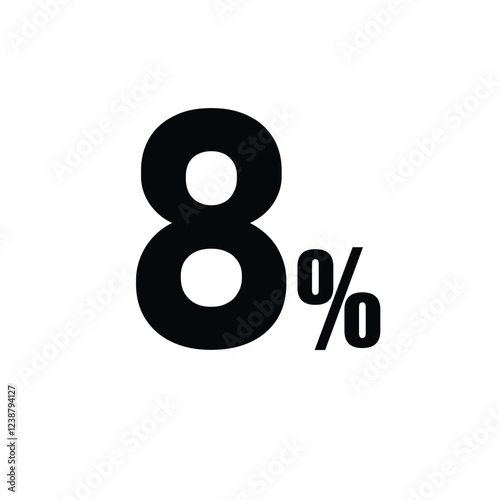 "8% Percent Symbol - Visual Representation of Small Percentage, Emptiness, or Absence"