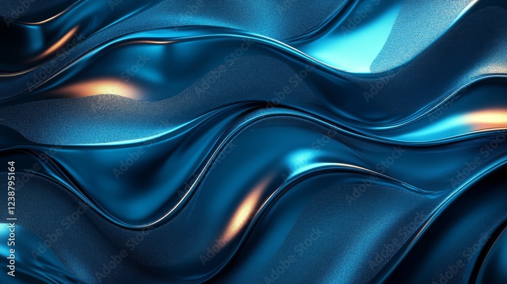 Obraz premium Abstract Blue Metallic Waves Background