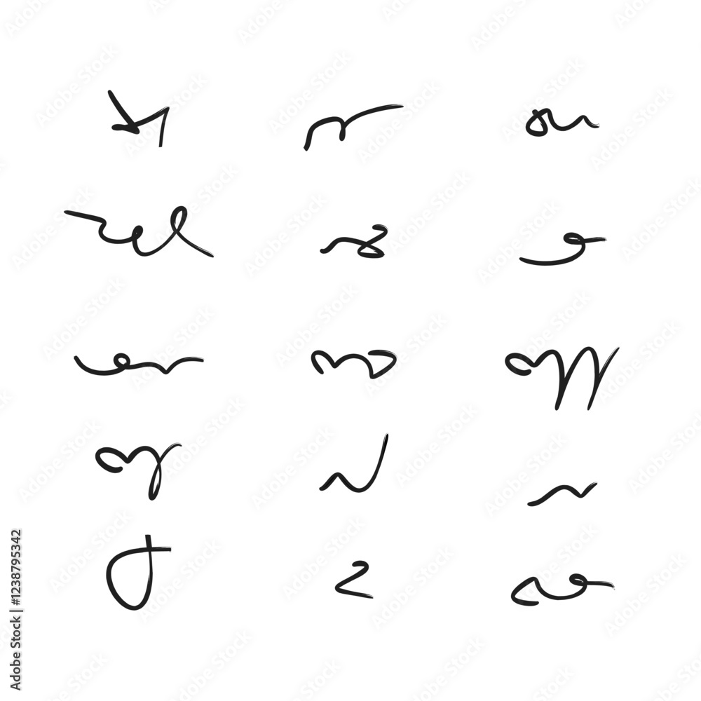 Vector set of handwritten flourishes and scribbles Vector set of handwritten flourishes and scribbles
