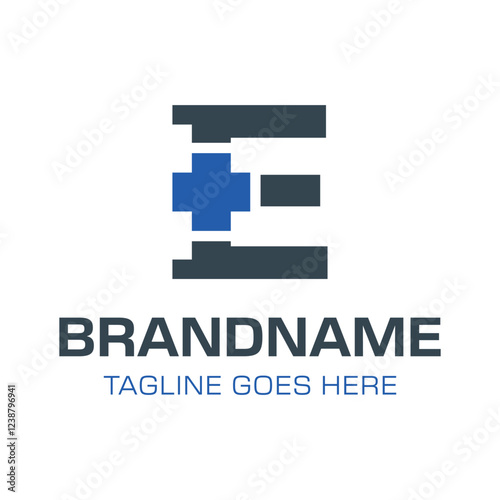 Letter E Plus Medical Health Logo, symbolizing medical care, health, and wellness