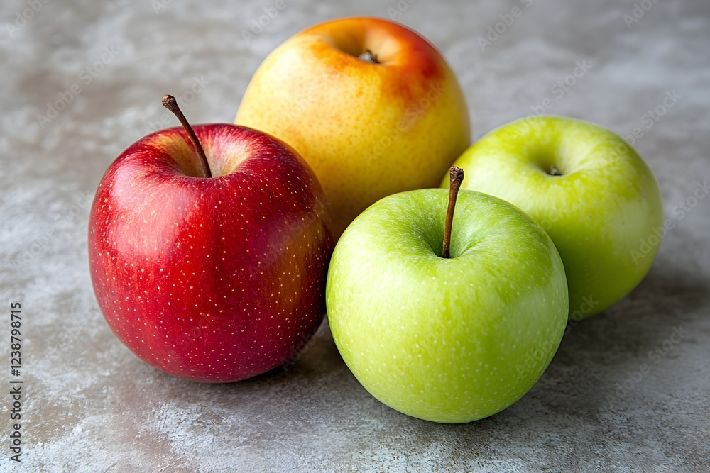 Flat lay of fresh fruits on a bright surface Flat lay of fresh fruits on a bright surface