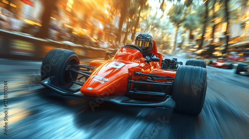 Wallpaper Mural Friends racing each other on go-karts, with playful competitiveness and big smiles Torontodigital.ca