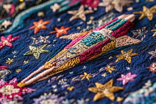 A detailed view of an embroidered pattern