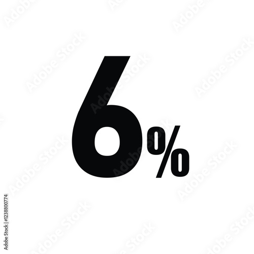 "6% Percent Symbol - Visual Representation of Small Percentage, Emptiness, or Absence"