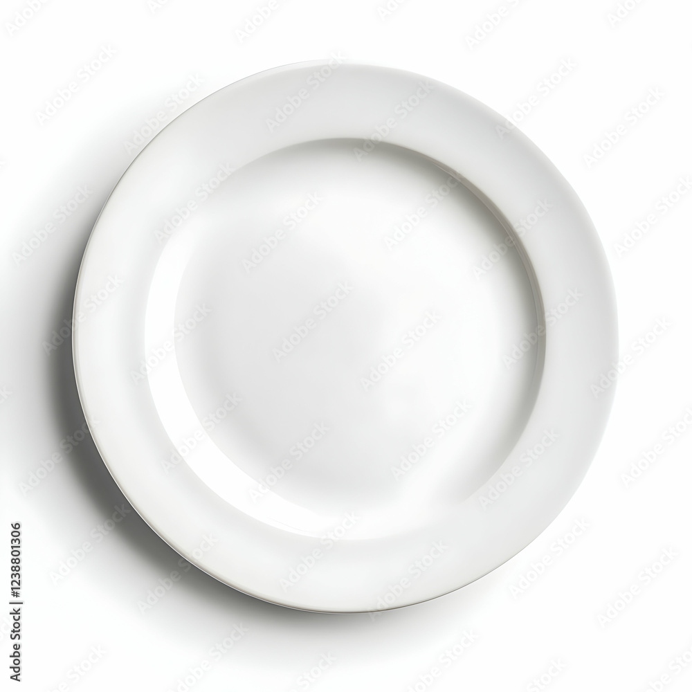 A pristine white dinner plate, elegantly simple, ready to be filled with culinary delights. A blank canvas for gastronomic creations, perfect for showcasing food photography or representing a clean A pristine white dinner plate, elegantly simple, ready to be filled with culinary delights. A blank canvas for gastronomic creations, perfect for showcasing food photography or representing a clean