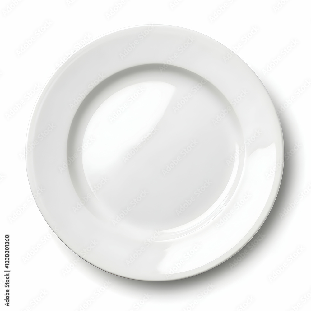 Clean White Dinner Plate, Studio Shot, Top View Clean White Dinner Plate, Studio Shot, Top View