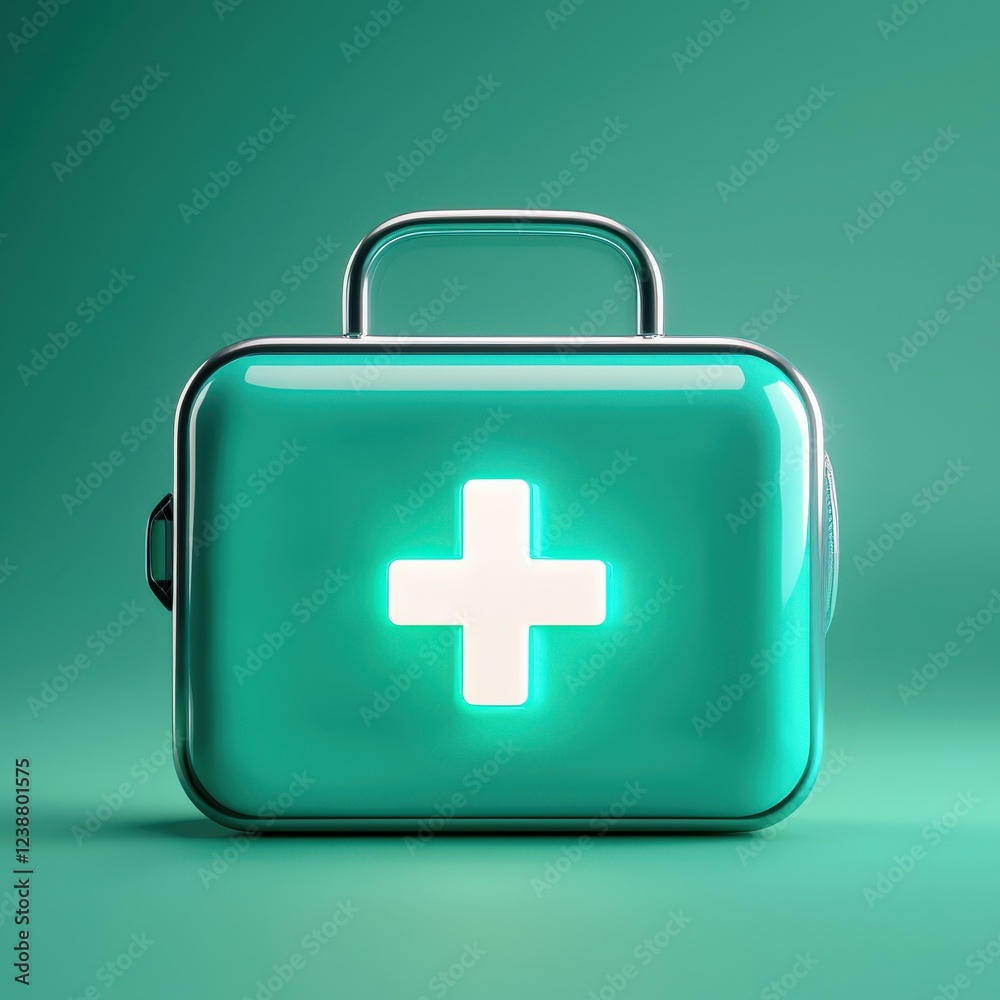 Fototapeta premium A glowing icon of a first-aid kit.