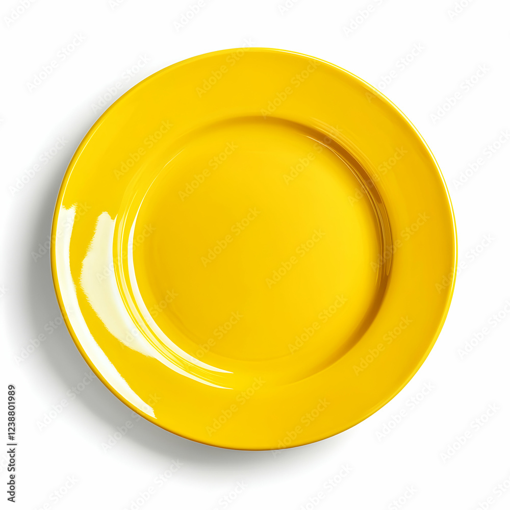Vibrant Yellow Dinner Plate on White Background Vibrant Yellow Dinner Plate on White Background