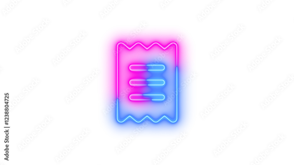 Neon receipt icon blue pink color glowing with transparent background Neon receipt icon blue pink color glowing with transparent background
