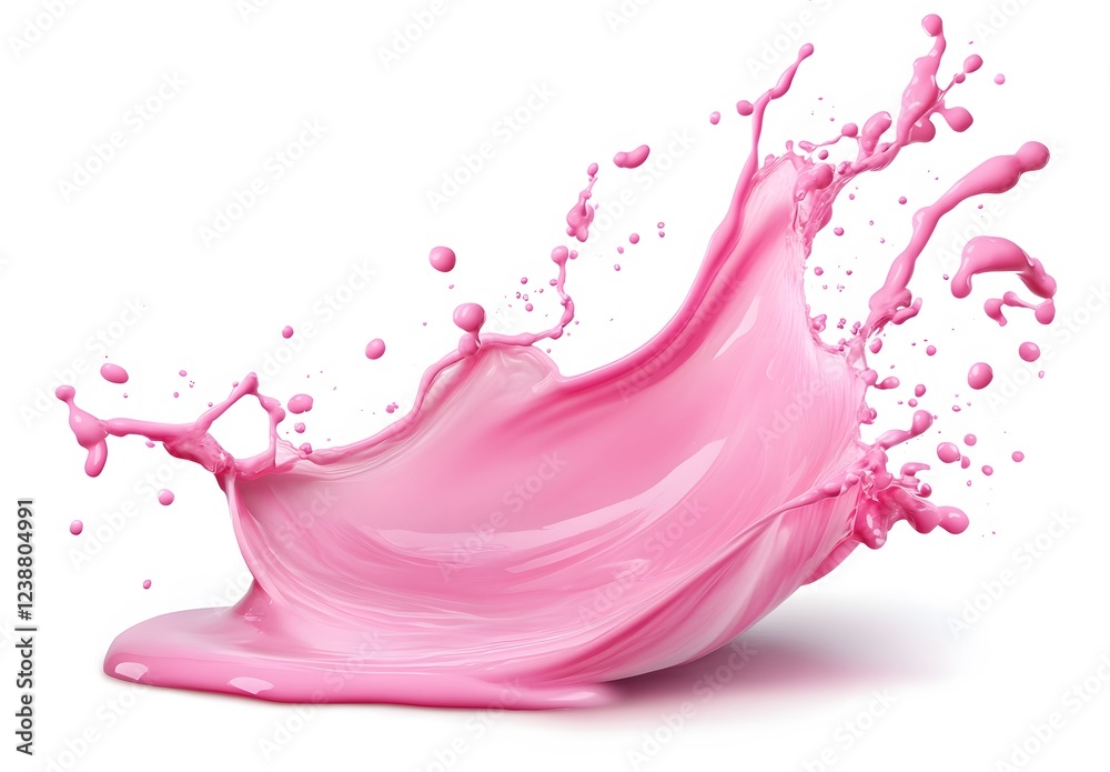 Vibrant pink paint fluid flowing on a white background, creates a visual effect, generative AI Vibrant pink paint fluid flowing on a white background, creates a visual effect, generative AI
