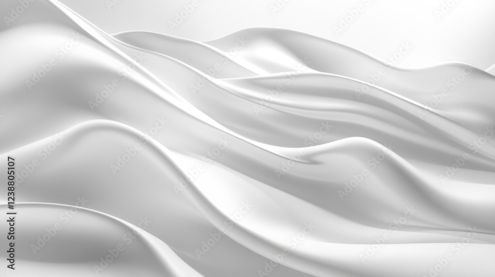 Fototapeta premium Elegant White Silk Fabric Draped in Soft Waves