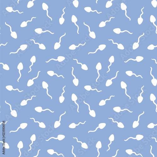 Spermatozoon seamless pattern on blue background