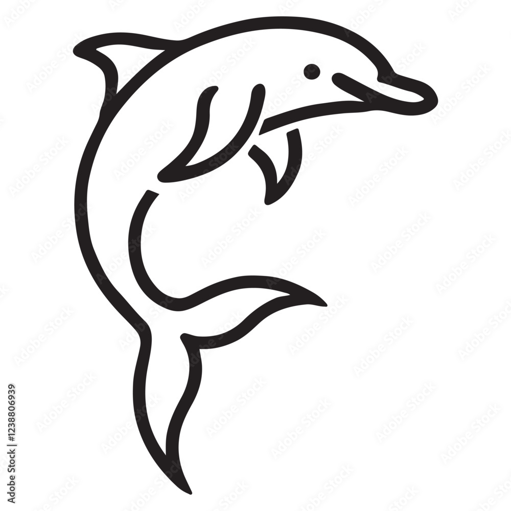 Elegant Dolphin Silhouette Line Art Vector Illustration Elegant Dolphin Silhouette Line Art Vector Illustration