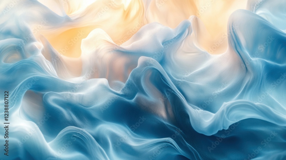 Obraz premium Abstract flowing waves of blue and orange light create a dreamlike atmosphere