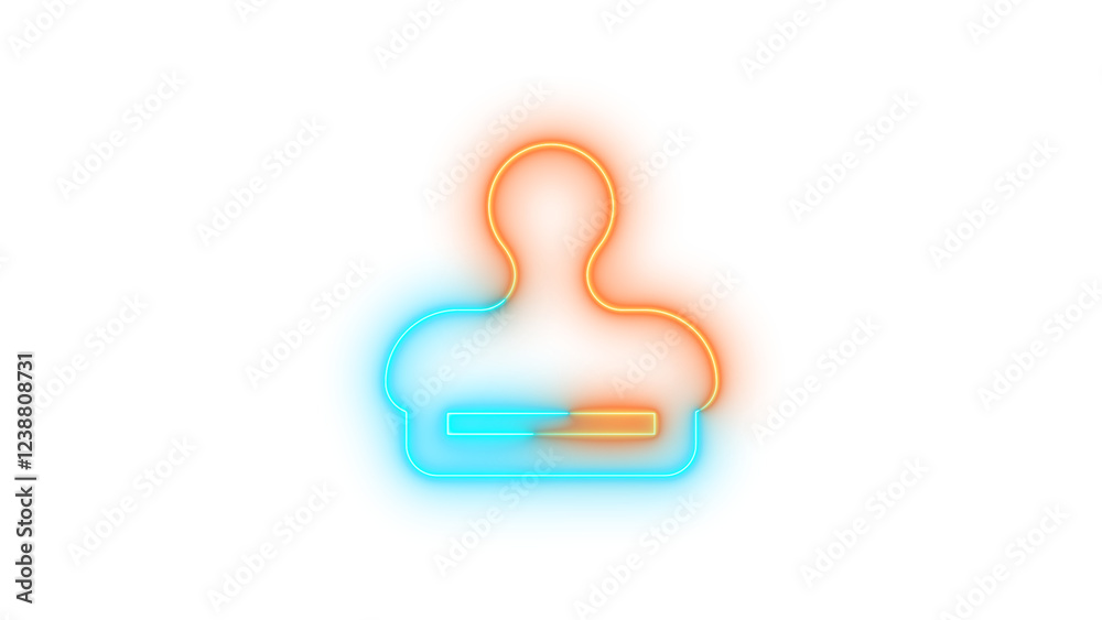 Neon stamp icon brown cyan color glowing with transparent background Neon stamp icon brown cyan color glowing with transparent background