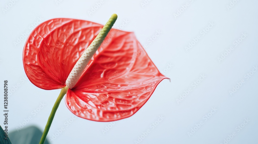 A close-up shot of a bright red flower with a long green stem A close-up shot of a bright red flower with a long green stem