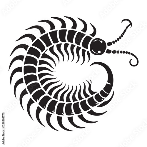 Intriguing Centipede Silhouette Vector Design