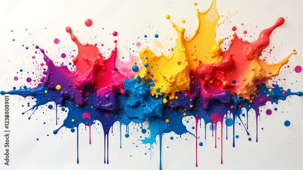 Fototapeta premium Colorful splashes of paint collide in an artistic explosion of creativity