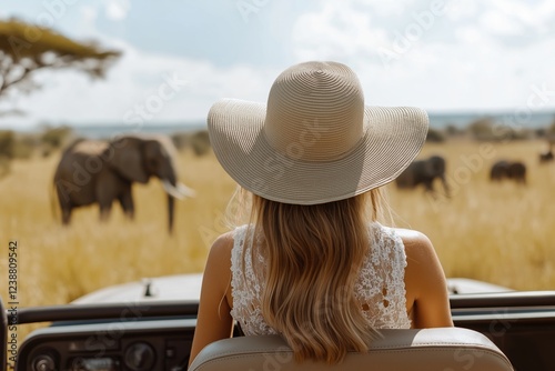 Embark on a Summer Safari Adventure Majestic Elephants roaming freely in a breathtaking Sunlit Savanna, perfect for nature photography and an unforgettable exploration of Africas vibrant wildlife photo