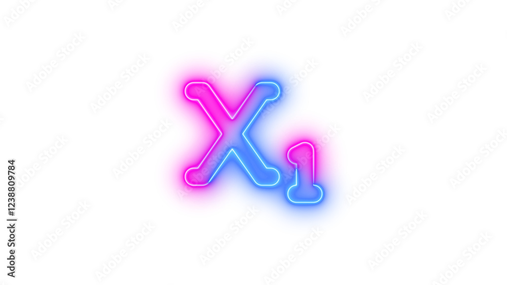 Neon subscript icon blue pink color glowing with transparent background Neon subscript icon blue pink color glowing with transparent background