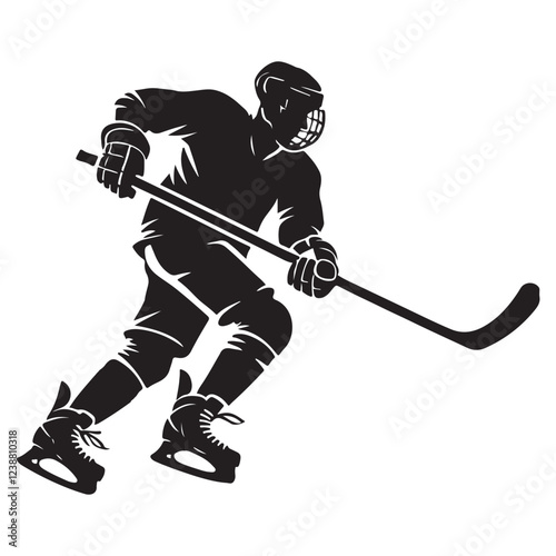 Dynamic Hockey Player Silhouette Vector Art