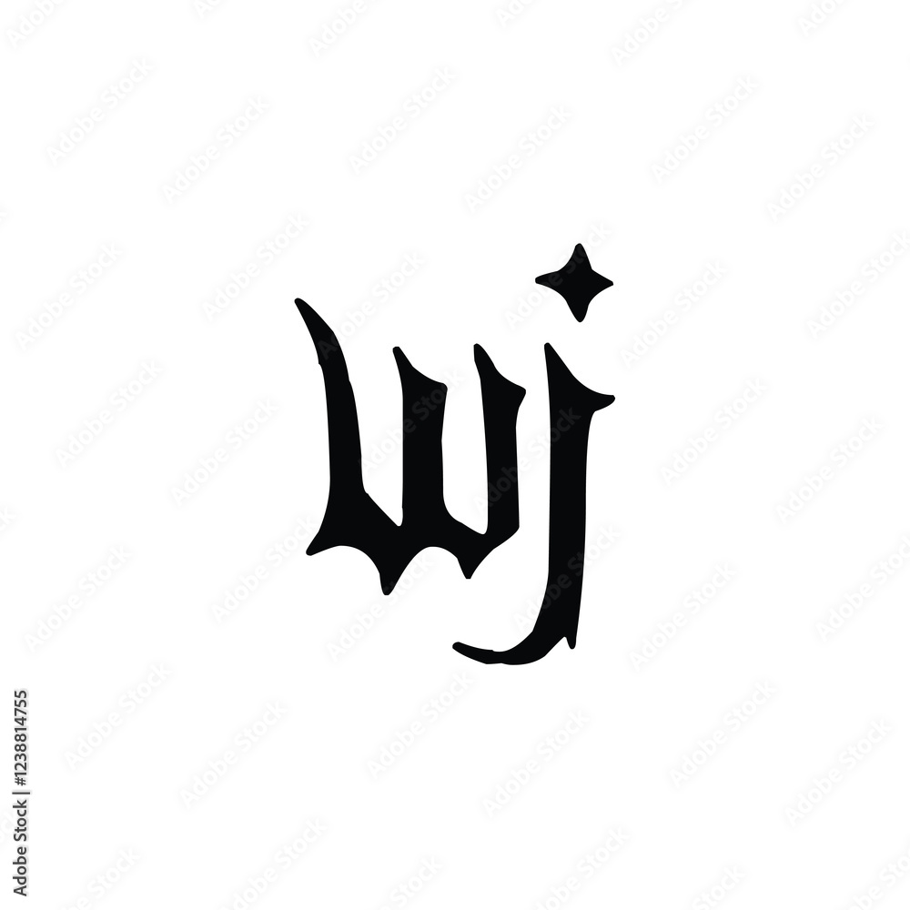 Fototapeta premium WJ monogram logo design letter text name symbol monochrome logotype alphabet character simple logo