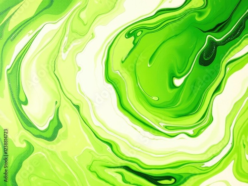 Swirling Green and White Oils on Canvas Background, abstract art background, dimensional effect, green and white turquoise blue photo