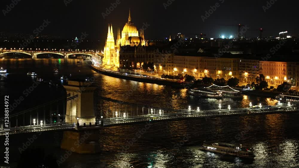 Budapest at night with Chain Bridge and Hungarian Parliament building view
Budapest at night with Chain Bridge and Hungarian Parliament building view