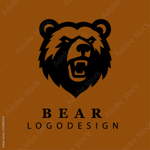 Modern artistic black and white bear face logo design isolated on white background perfect for branding wildlife nature mascots and sports team emblems

