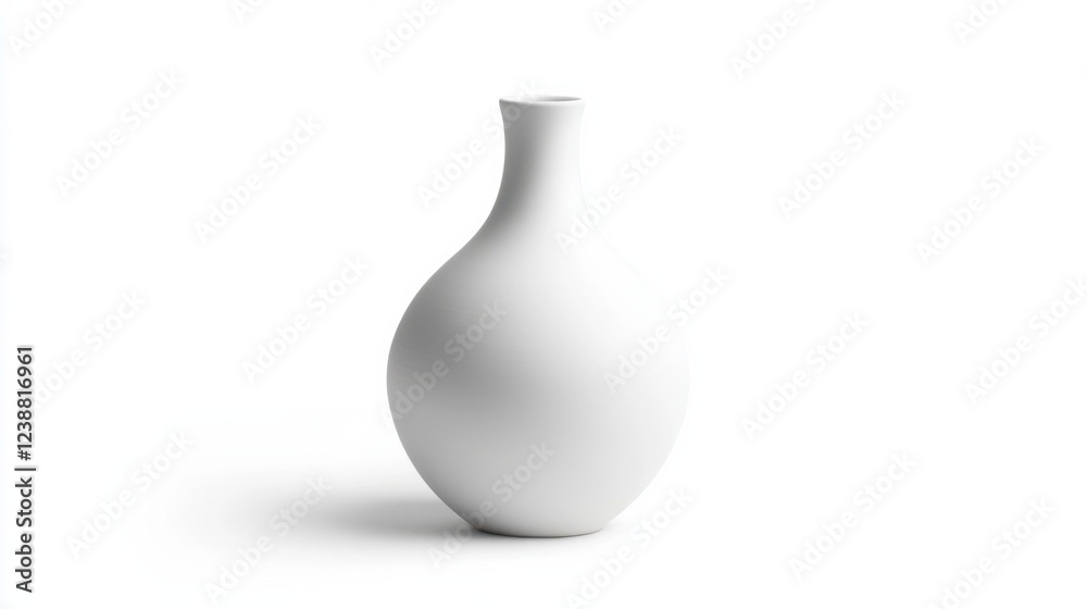 Elegant white ceramic vase with smooth curves on plain background Elegant white ceramic vase with smooth curves on plain background