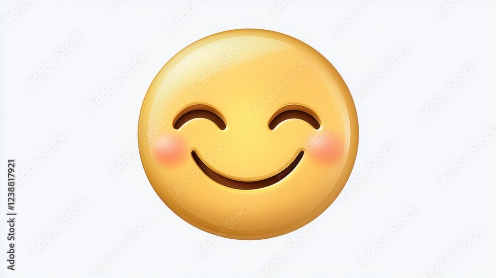 Smiling emoji with blush on a white background displaying happiness and warmth Smiling emoji with blush on a white background displaying happiness and warmth