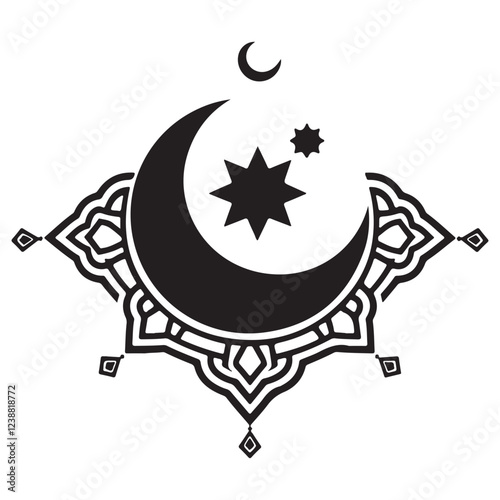 Elegant Muslim festival design with crescent moon and lanterns