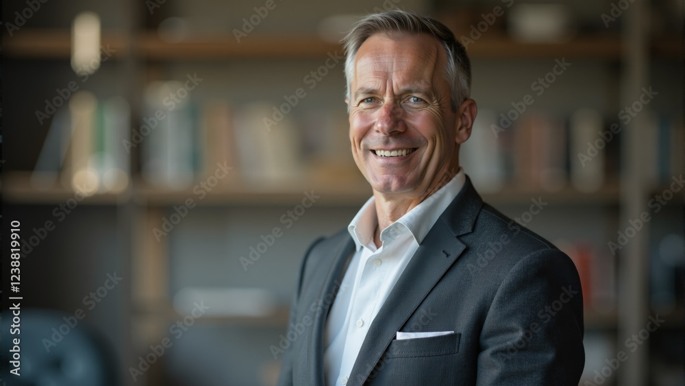 Fototapeta premium Confident business leader engaging with colleagues during a dynamic meeting in a modern workspace