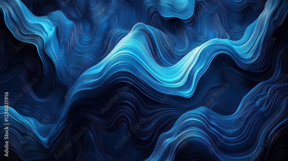 Obraz premium Elegant abstract background, flowing blue light trails, motion blur effect