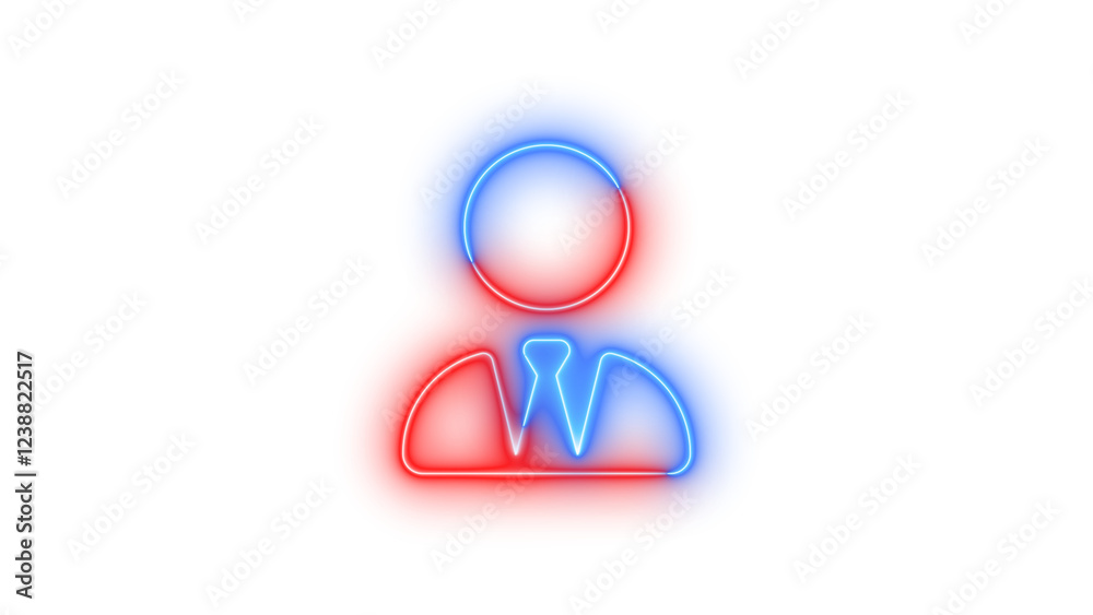 Neon user-tie icon blue red color glowing with transparent background Neon user-tie icon blue red color glowing with transparent background