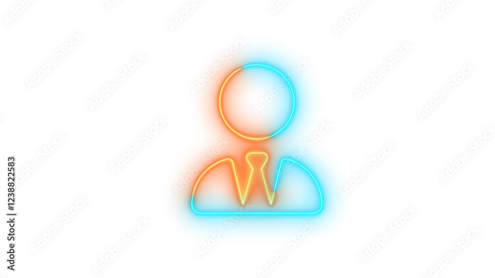 Neon user-tie icon brown cyan color glowing with transparent background Neon user-tie icon brown cyan color glowing with transparent background
