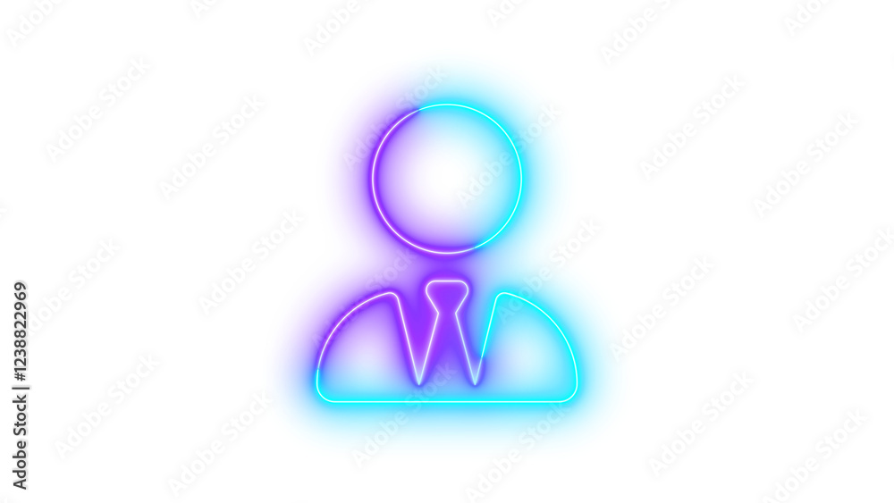 Neon user-tie icon cyan purple color glowing with transparent background Neon user-tie icon cyan purple color glowing with transparent background