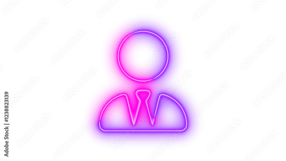 Neon user-tie icon pink purple color glowing with transparent background Neon user-tie icon pink purple color glowing with transparent background