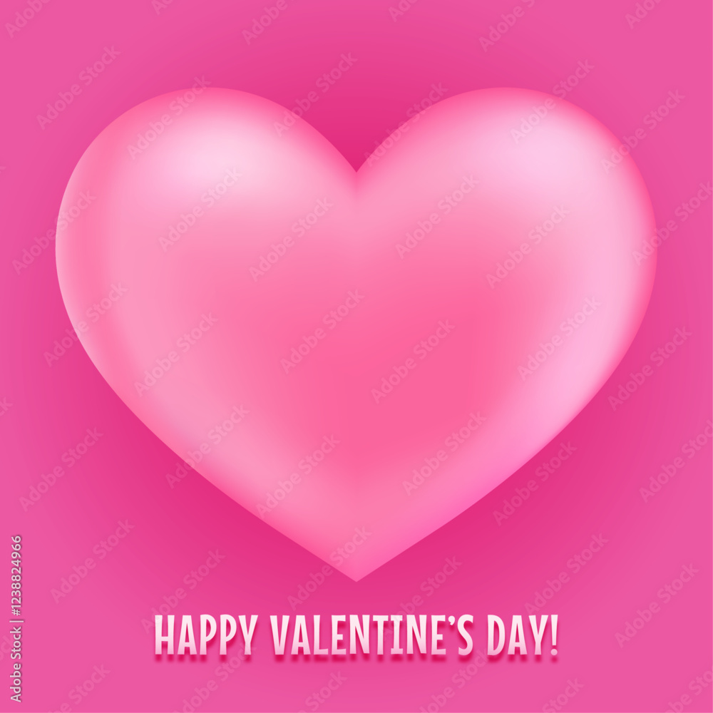 Pink bright heart on pink background. Valentine's Day greeting card. Happy Valentine's Day! Pink bright heart on pink background. Valentine's Day greeting card. Happy Valentine's Day!