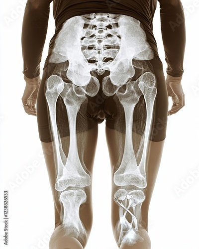 Detailed human skeletal x-ray image. X-ray bone, injury