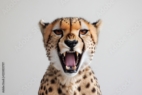 Close-up of a cheetah's open mouth, suitable for wildlife or animal-related designs
