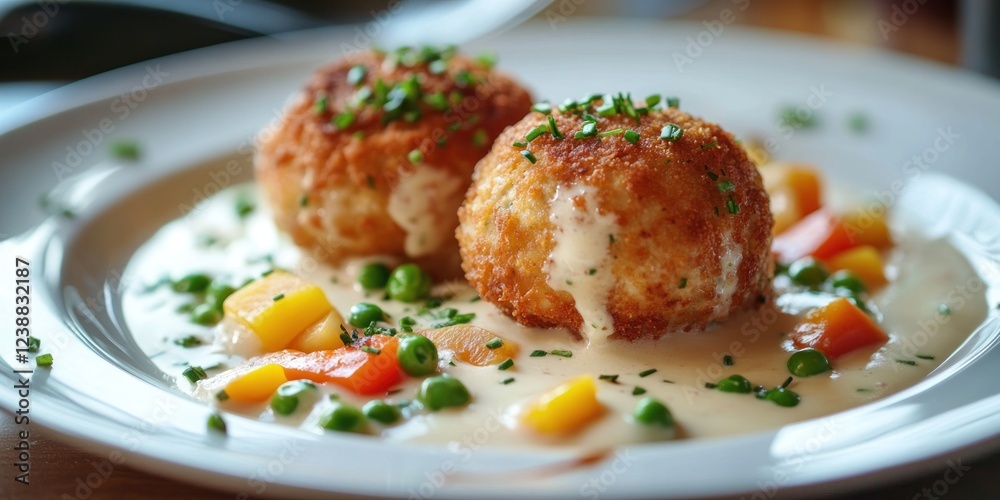 Delicious Creamy Chicken Meatballs with Sauteed Vegetables Delicious Creamy Chicken Meatballs with Sauteed Vegetables