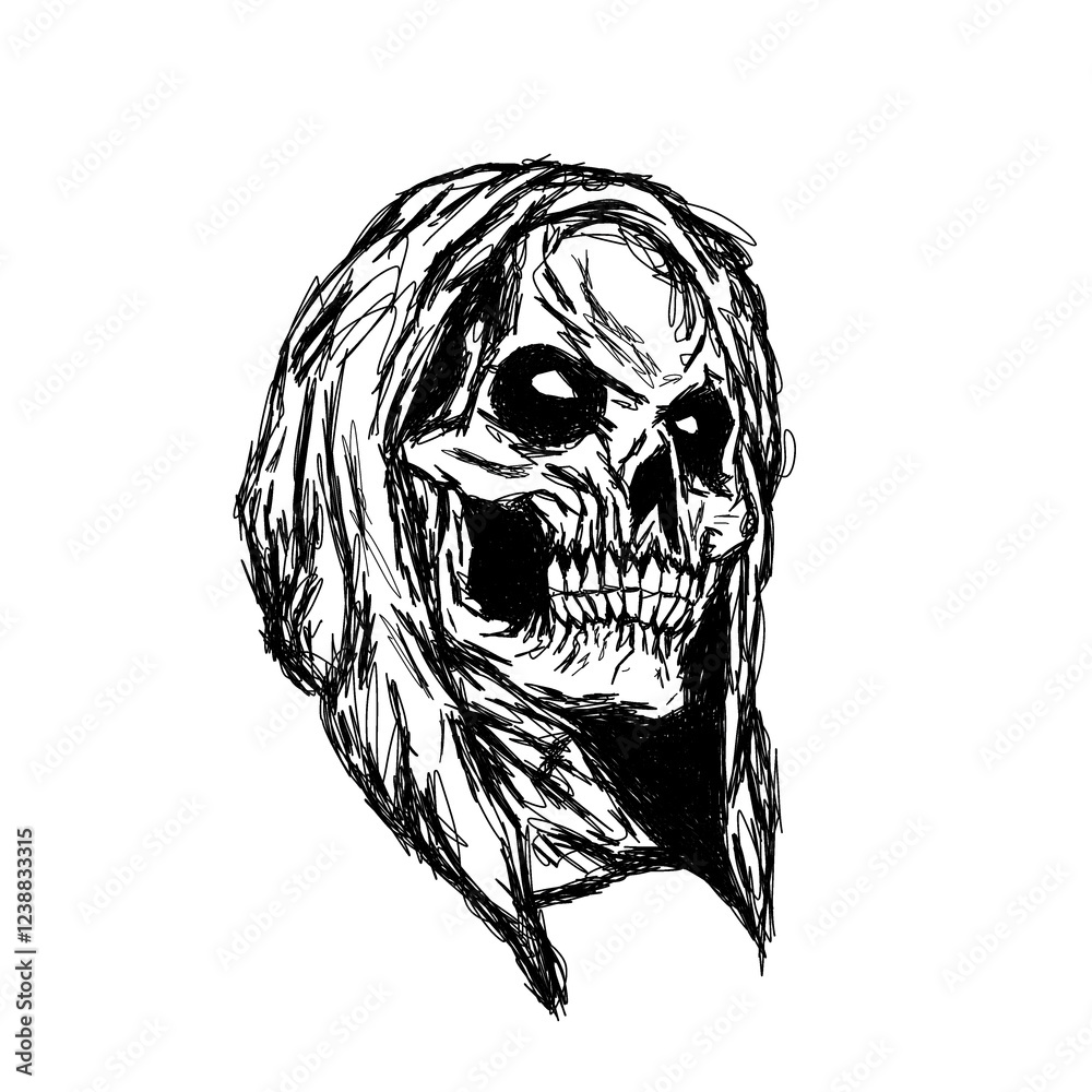 Fototapeta premium Scribble art skull and crossbones