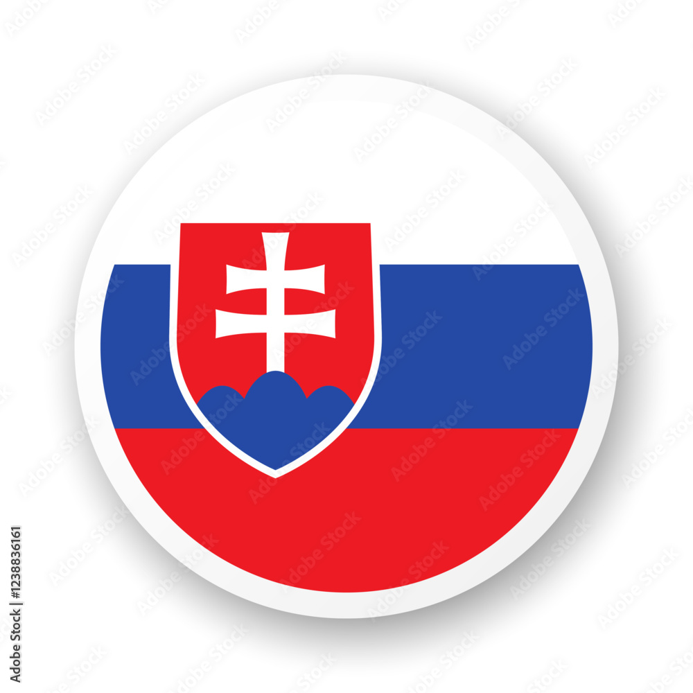 Fototapeta premium Flag of Slovakia icon. Round vector element with shadow. Best for mobile apps, UI and web design.
