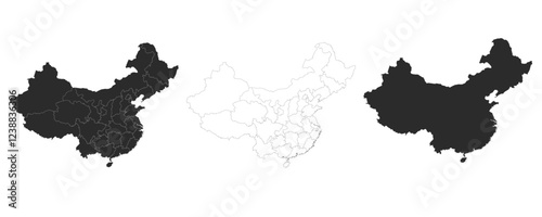 China mp vector illustration EPs. Chinese political map set