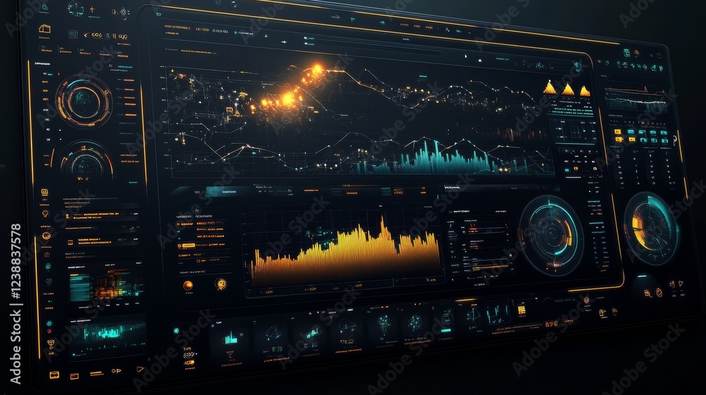 Obraz premium Technology oriented data visualization interface