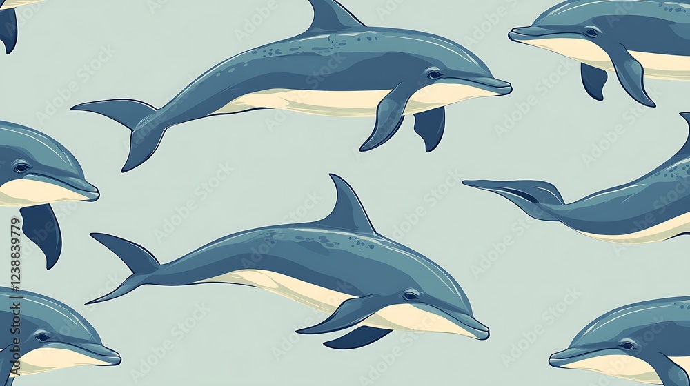 Seamless pattern of dolphins swimming in the ocean. Seamless pattern of dolphins swimming in the ocean.