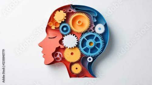 Wallpaper Mural Colorful human head silhouette with gears and cogs in creative pattern Torontodigital.ca